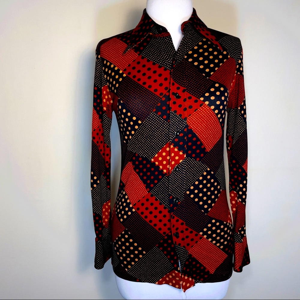 VTG Hukapoo Polka Dot Patchwork Disco Top